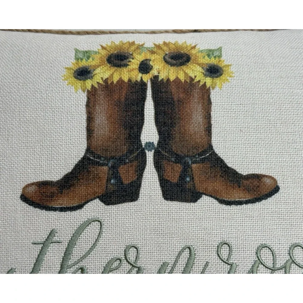 THRO Home By Marlo Lorenz Southern Roots Cowboy Boots 14”x18” Throw Pillow New